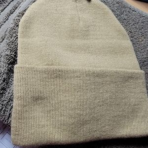 New Tan knit beanie cap Cuff up stocking cap